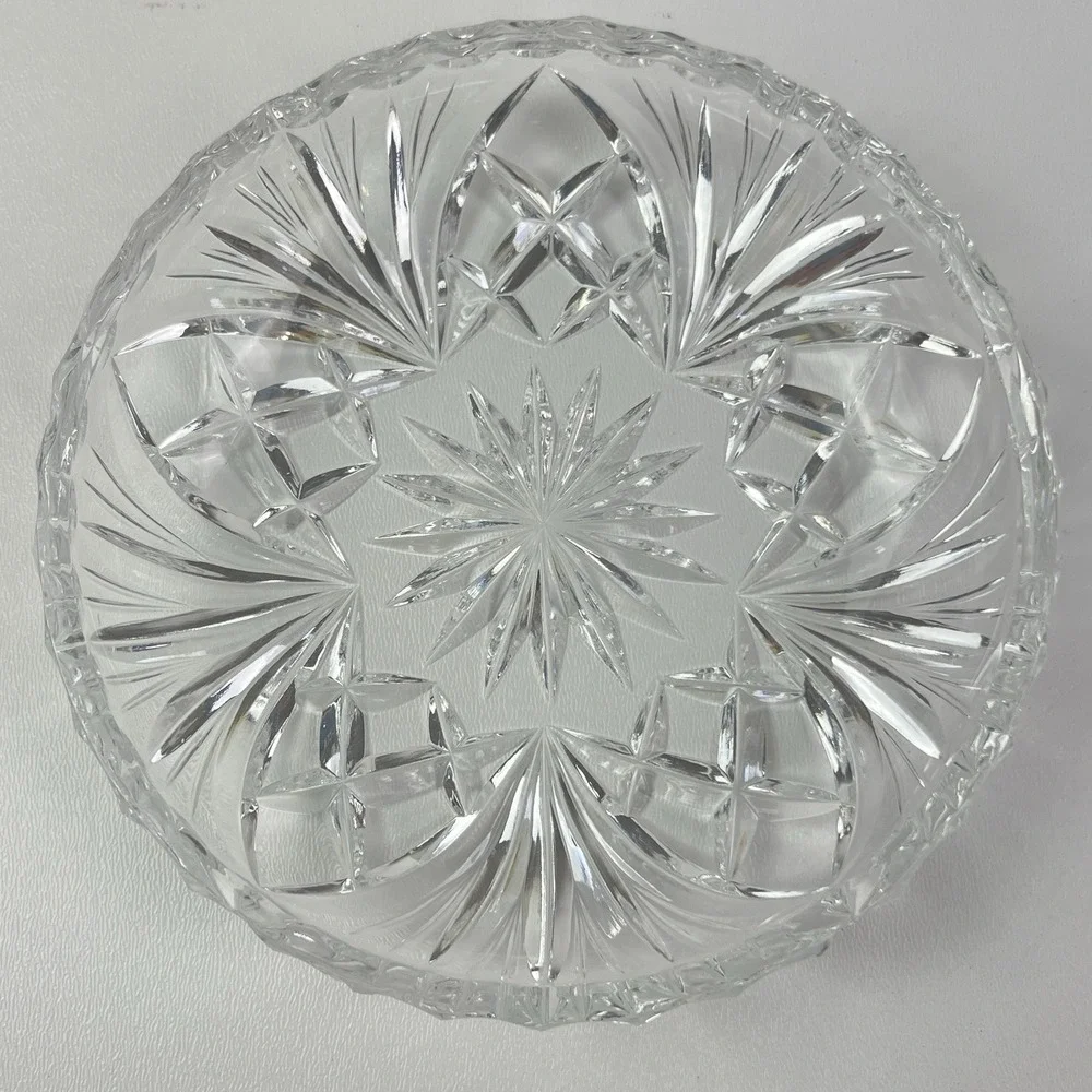Vintage Cut Glass‎ Lead Crystal Plate Ashtray Candy Dish 5.5